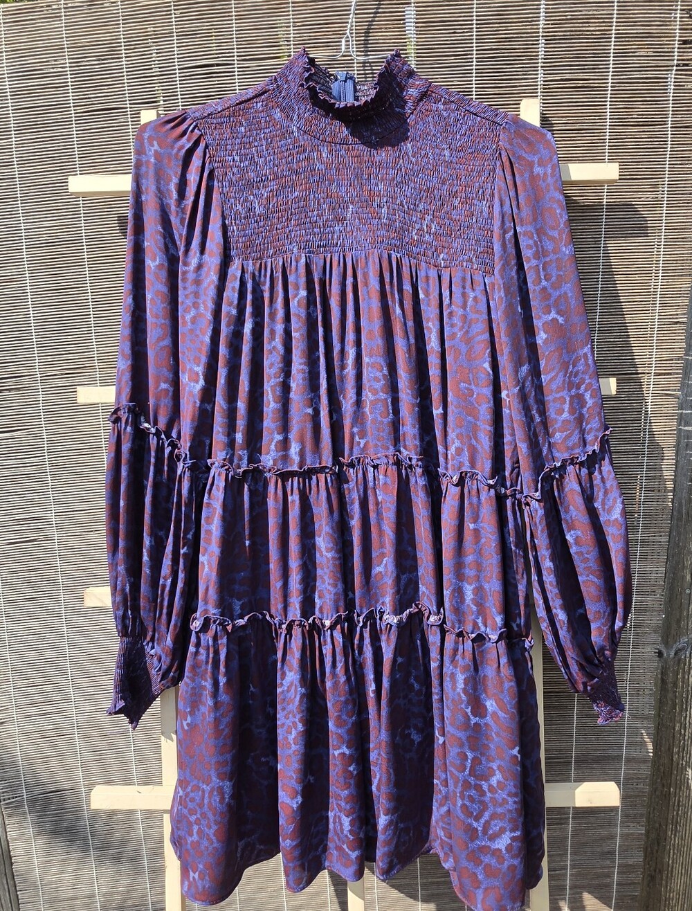 Karlie Purple Long Sleeve Tiered Dress Medium
